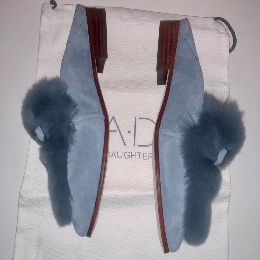 NWT A*D & DAUGHTERS ”Grigon” Suede & Real Fur Mules Slip Ons Shoes - Picture 8 of 9